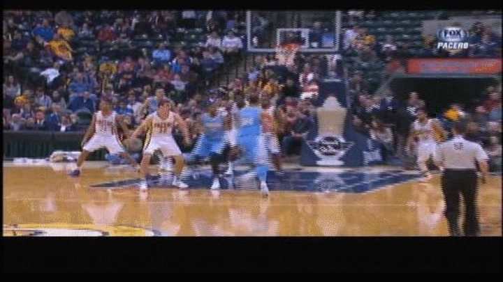 McGee celebrates wacky dunk by shoveling invisible food into mouth