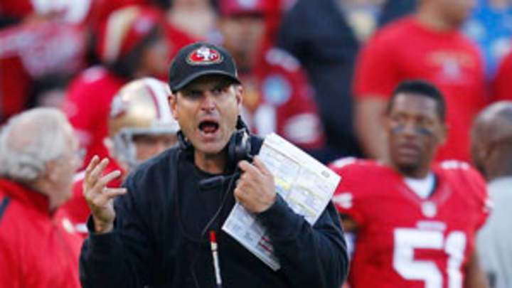 49ers coach Jim Harbaugh is Mr. Intensity -- all the time 49ers coach Jim Harbaugh is Mr. Intensity -- all the time