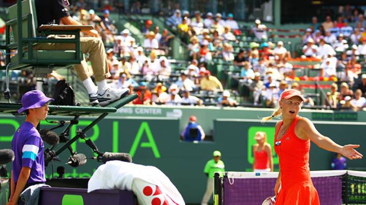 Caroline Wozniacki unhappy with chair overrule in loss to Maria Sharapova Caroline Wozniacki unhappy with chair overrule in loss to Maria Sharapova