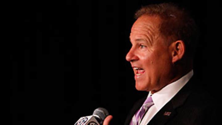 SEC Media Days 2012: Les Miles doing Les Miles things