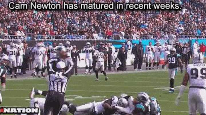 Cam Newton flagged, not ejected for bumping ref