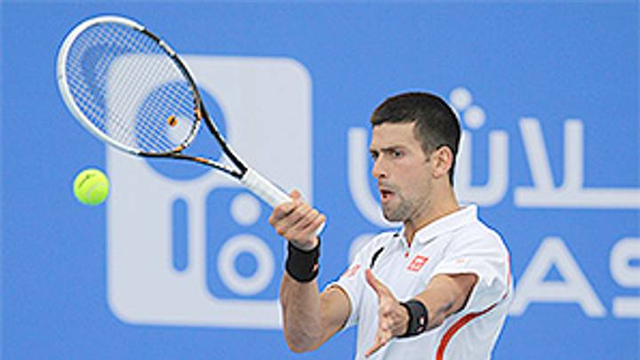 Novak Djokovic moves into finals at Abu Dhabi exhibition Novak Djokovic moves into finals at Abu Dhabi exhibition
