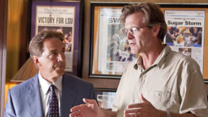 Saban, big-name coaches test acting chops in 'The Blind Side'