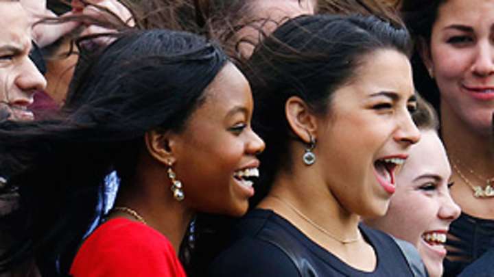 U.S. Olympic gymnastics team visits with President Obama