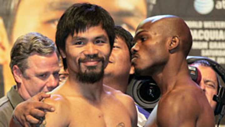 Timothy Bradley tries to intimidate Manny Pacquiao at weigh-in Timothy Bradley tries to intimidate Manny Pacquiao at weigh-in
