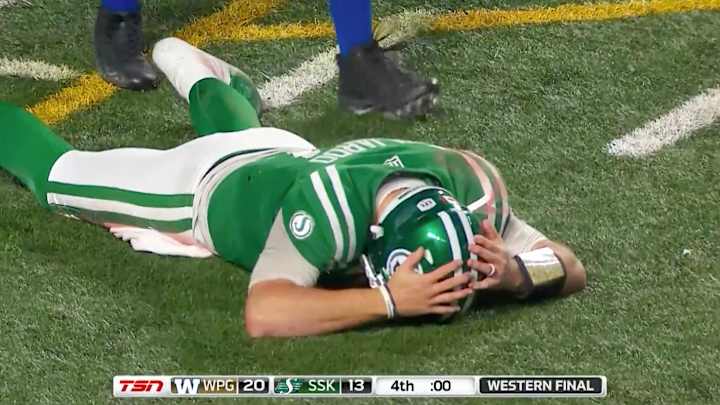 Saskatchewan Roughriders Lose Playoff Game When Pass Hits Crossbar