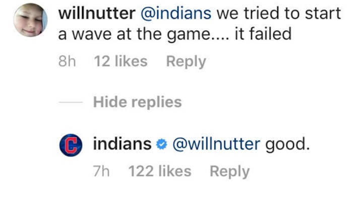 A Fan at Progressive Field Complains About Not Getting a “Wave” Going - the Indians Twitter Fires Back