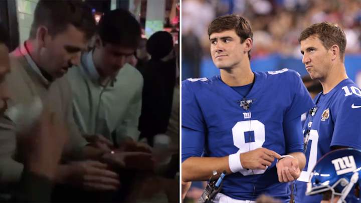 Eli Manning and Daniel Jones Spotted Playing Flip Cup in Bar After Giants Win