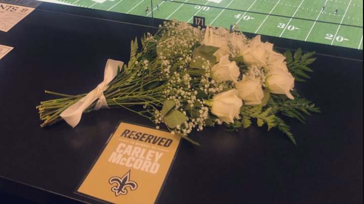 Saints Honor Late Reporter Carley McCord With Press-Box Seat at Superdome Saints Honor Late Reporter Carley McCord With Press-Box Seat at Superdome