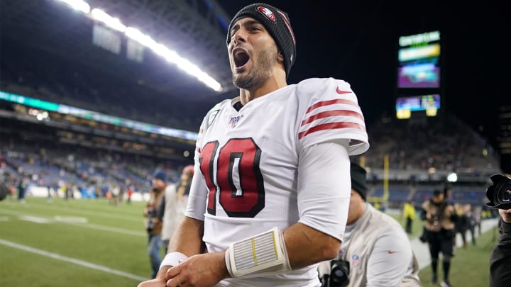 Report: Jimmy Garoppolo Fined $7K For Throwing Ball Into Stands At End of Week 17 Win Report: Jimmy Garoppolo Fined $7K For Throwing Ball Into Stands At End of Week 17 Win
