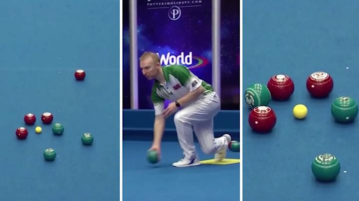England’s Nick Brett Makes Insane Shot at World Indoor Bowls Championship England’s Nick Brett Makes Insane Shot at World Indoor Bowls Championship