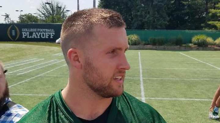 TE Matt Sokol talks on the 1st day of fall football camp
