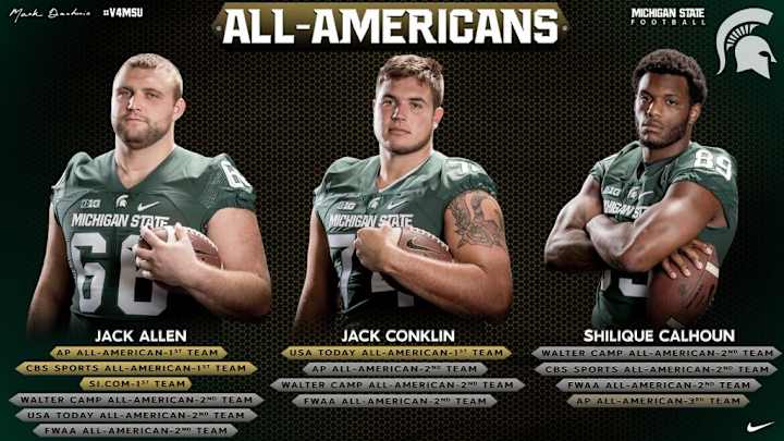 The awards continue to pile up for the Michigan State Spartans as they prepare to play Alabama in the College Football Playoff Cotton Bowl semifinal on Dec. 31. The awards continue to pile up for the Michigan State Spartans as they prepare to play Alabama in the College Football Playoff Cotton Bowl semifinal on Dec. 31.