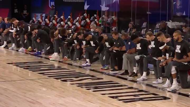 Pelicans, Jazz Kneel for National Anthem Ahead of NBA Restart's First Game