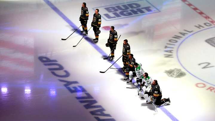 Stars, Knights Players Kneel During Anthems in Support of Social Justice