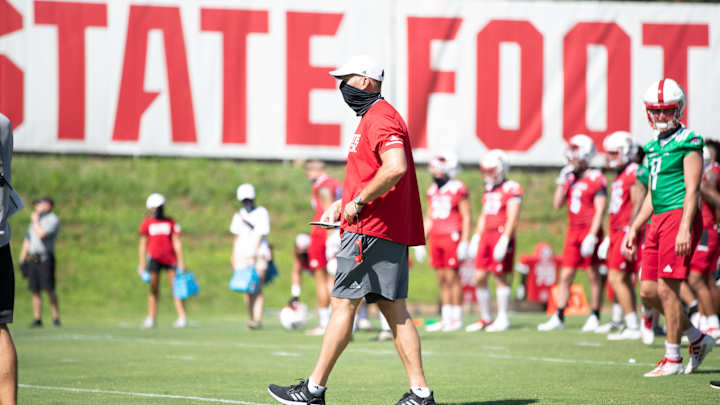 AD Corrigan Addresses Football Team at Practice