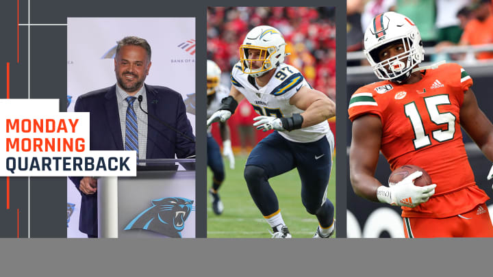 MMQB: Matt Rhule Leaning on College Experience in Carolina; Joey Bosa's Big Payday MMQB: Matt Rhule Leaning on College Experience in Carolina; Joey Bosa's Big Payday