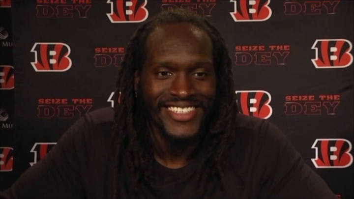 Watch: Josh Bynes discusses the young linebackers, intercepting one of Joe Burrow's passes and more