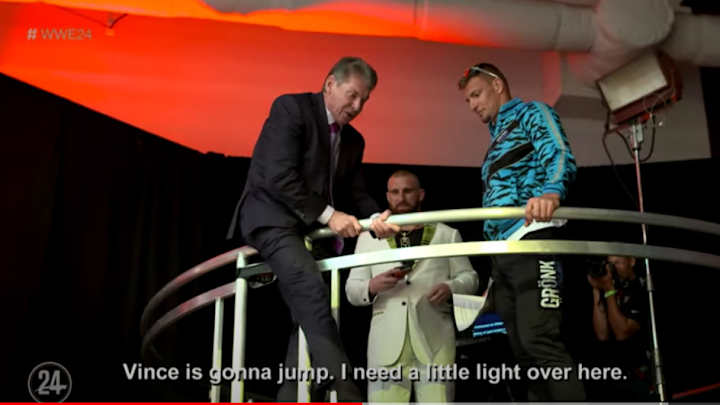 Gronk Got a Lesson in How to Jump Off a 10-Foot Platform From 74-Year-Old Vince McMahon: TRAINA THOUGHTS Gronk Got a Lesson in How to Jump Off a 10-Foot Platform From 74-Year-Old Vince McMahon: TRAINA THOUGHTS