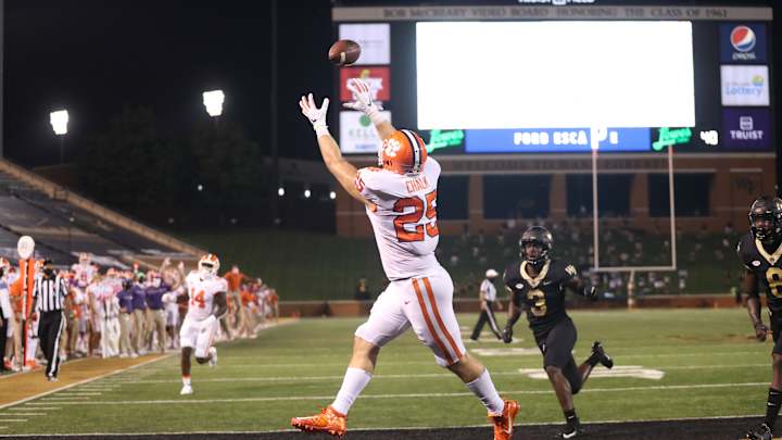Clemson Tight End J.C. Chalk Enjoys First TD Catch