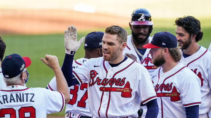 Freddie Freeman on his game-winning hit in game one against the Reds