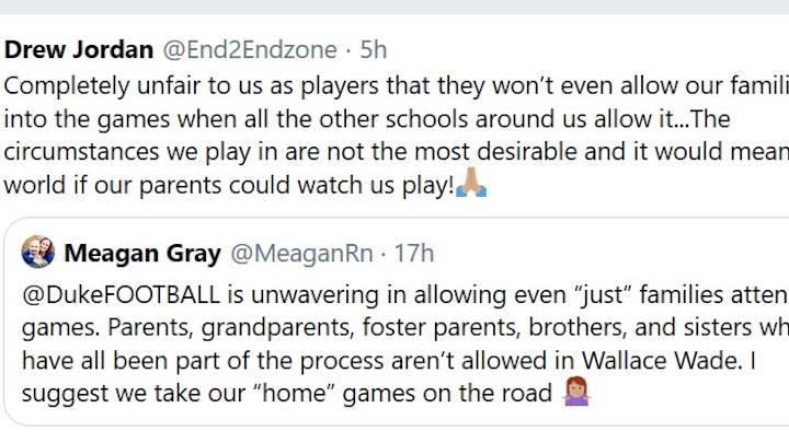 Duke Not Letting Fans, Family Members Into Games