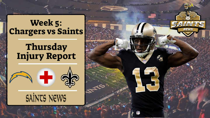 Week 5: Saints Thursday Injury Report Week 5: Saints Thursday Injury Report