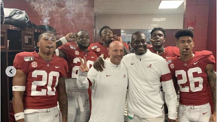Smoke 'Em If You Got 'Em: Alabama Players Celebrate 14th-Consecutive Victory Over Tennessee Smoke 'Em If You Got 'Em: Alabama Players Celebrate 14th-Consecutive Victory Over Tennessee