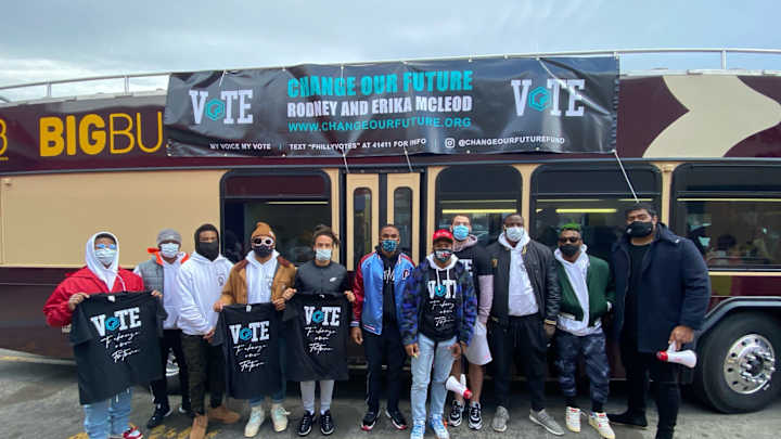 Rodney McLeod and Eagles Teammates Ride Bus, Encourage Voters