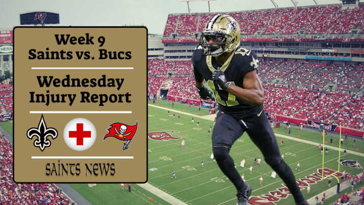 Week 9: Saints Wednesday Injury Report Week 9: Saints Wednesday Injury Report