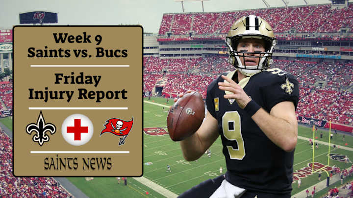 Week 9: Saints Final Injury Report