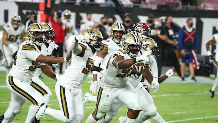 Game Balls from the Saints 38-3 Demolition of the Buccaneers