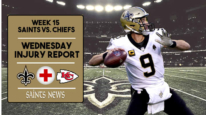 Week 15: Saints Wednesday Injury Report Week 15: Saints Wednesday Injury Report