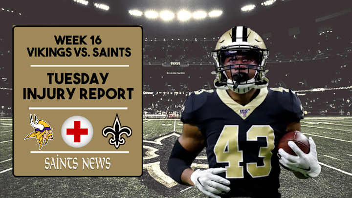 Week 16: Saints Tuesday Injury Report Week 16: Saints Tuesday Injury Report