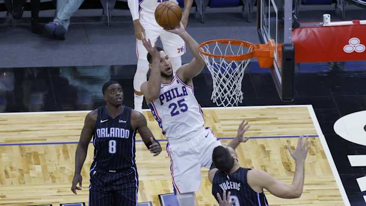 Sixers' Ben Simmons Drills a Three-Pointer vs. Magic on Thursday