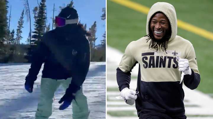 Alvin Kamara Had the Time of His Life Snowboarding in Montana