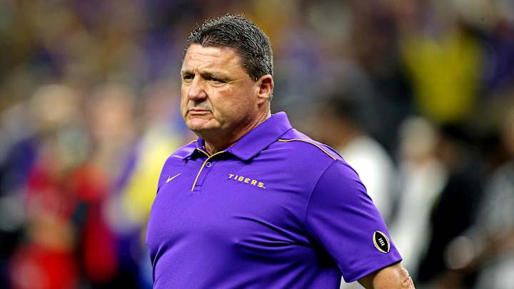 LSU Coach Ed Orgeron Gives Thoughts on Scott Linehan Hire, Updates on a Few Injured Freshmen