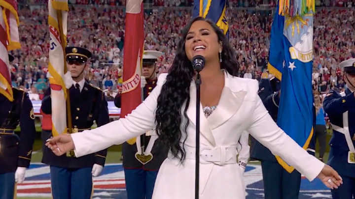 Watch Demi Lovato Sing Super Bowl National Anthem Watch Demi Lovato Sing Super Bowl National Anthem