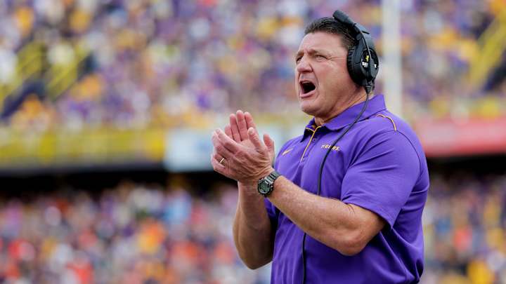 LSU Football Coach Ed Orgeron Previews Spring Practice