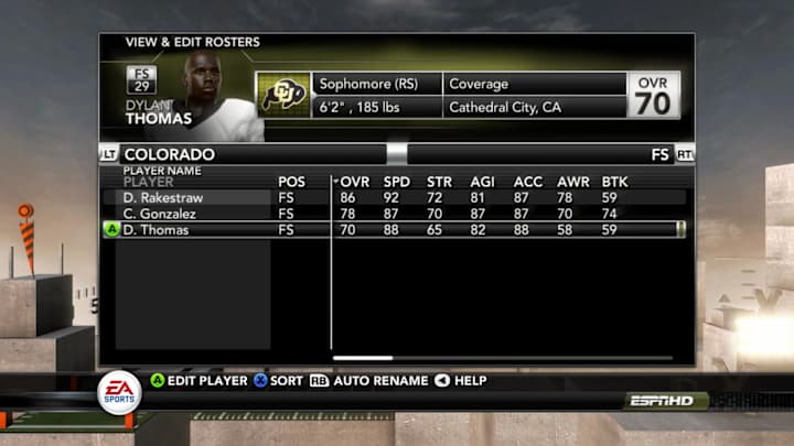 Creating 2020 Colorado Buffaloes: Free Safety