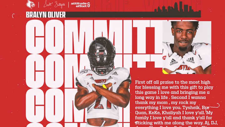 Class of 2021 safety Bralyn Oliver commits to Louisville Class of 2021 safety Bralyn Oliver commits to Louisville