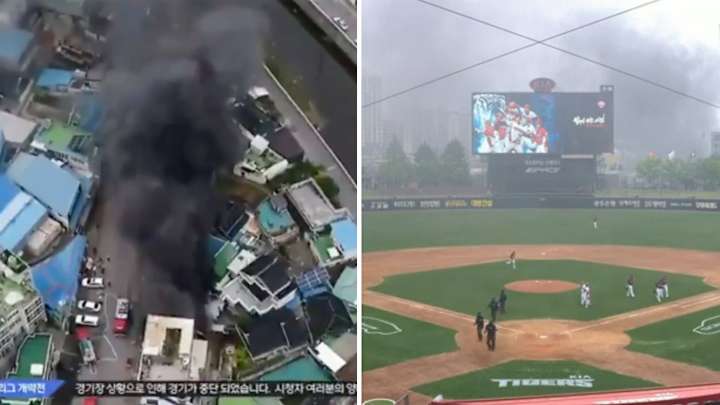 KBO Game Delayed by Massive Fire, Because Baseball in 2020 Can’t Catch a Break