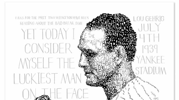 Word Art of Lou Gehrig's 'Luckiest Man' Speech Raising Funds for ALS Charities Word Art of Lou Gehrig's 'Luckiest Man' Speech Raising Funds for ALS Charities