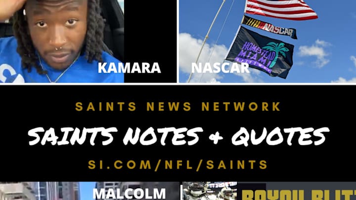 Saints Notes & Quotes:  Kamara at NASCAR, Saints WRs, & Bayou Blitz Podcast