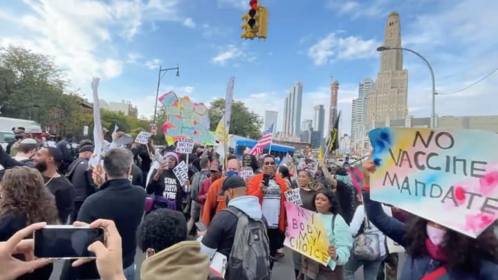 Anti-Vaccination Mandate Protestors Gather at Barclays Center Ahead of Nets Home Opener Anti-Vaccination Mandate Protestors Gather at Barclays Center Ahead of Nets Home Opener