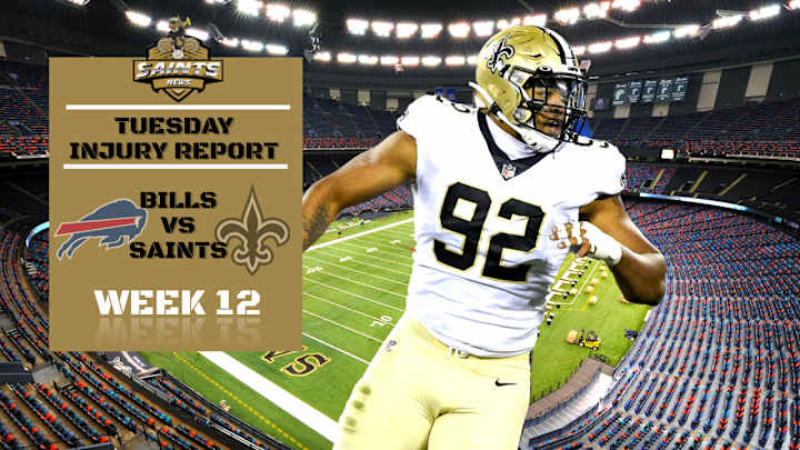 Week 12: Saints Tuesday Injury Report Week 12: Saints Tuesday Injury Report