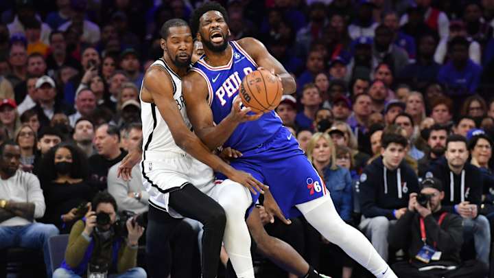 LeBron James Reacts to Kevin Durant, Joel Embiid Brush-Up During Nets-76ers