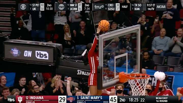 Watch: Indiana Cheerleaders Get Creative to Recover Ball Stuck Behind Backboard