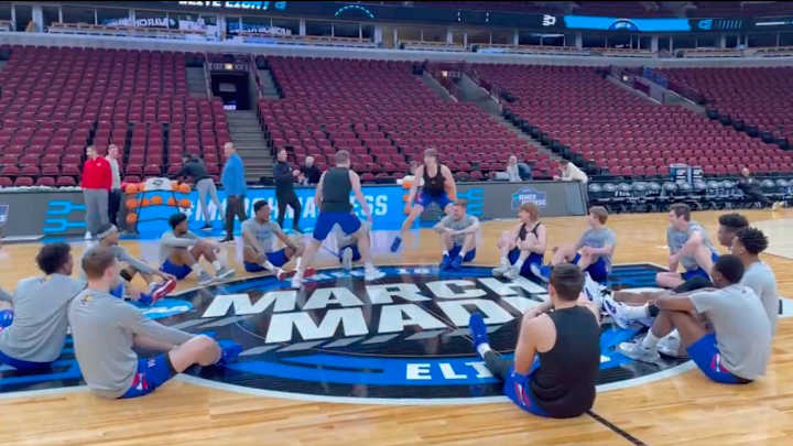 Watch: Kansas Stays Loose With Game of Duck, Duck, Goose Ahead of Elite Eight Watch: Kansas Stays Loose With Game of Duck, Duck, Goose Ahead of Elite Eight