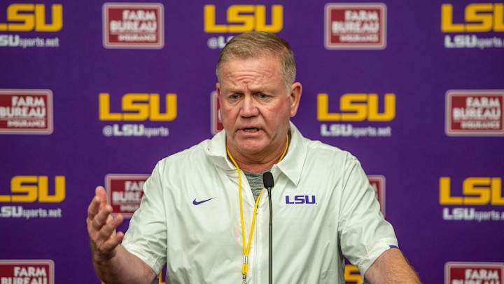 Brian Kelly Pleased With Progress Made From LSU Five Spring Practices In